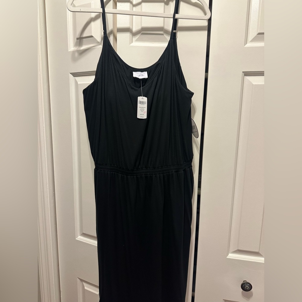 Soma, Black Knit, Knee Length Dress, w adjustable spaghetti straps: Size XXL